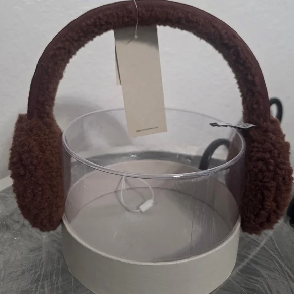 UGG Chocolate Brown Earmuffs Faux Fur W/ gift Box - Picture 3 of 4